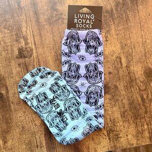 Living Royal Blue and Purple Hamsa Socks